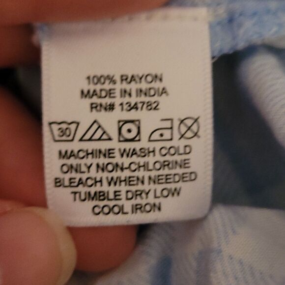 Hint of blush blue plaid woman's button up Short sleeve top - Picture 5 of 6